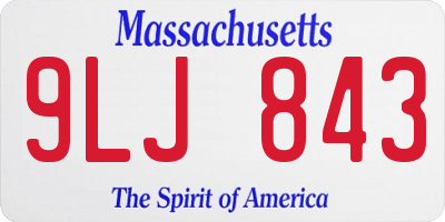 MA license plate 9LJ843