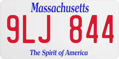 MA license plate 9LJ844