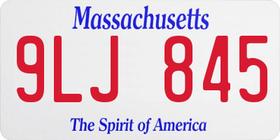 MA license plate 9LJ845