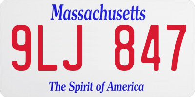 MA license plate 9LJ847