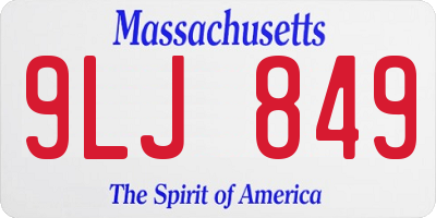 MA license plate 9LJ849