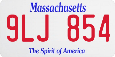MA license plate 9LJ854