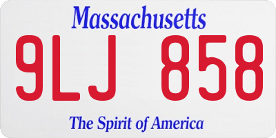 MA license plate 9LJ858