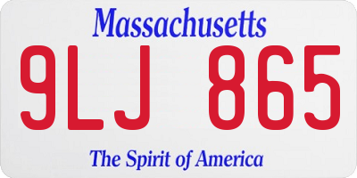 MA license plate 9LJ865