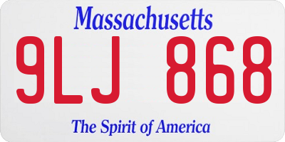 MA license plate 9LJ868