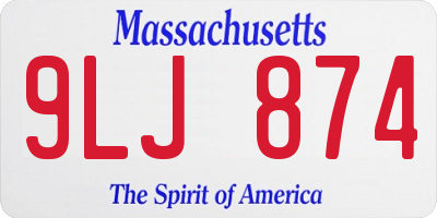MA license plate 9LJ874