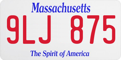 MA license plate 9LJ875