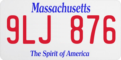 MA license plate 9LJ876