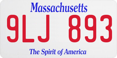 MA license plate 9LJ893