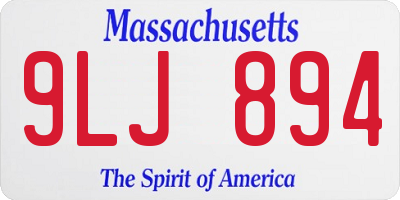 MA license plate 9LJ894