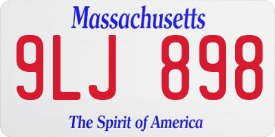 MA license plate 9LJ898