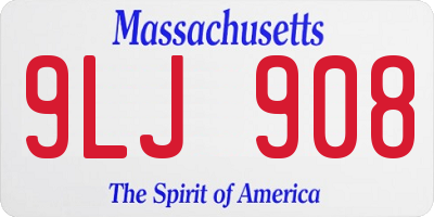 MA license plate 9LJ908