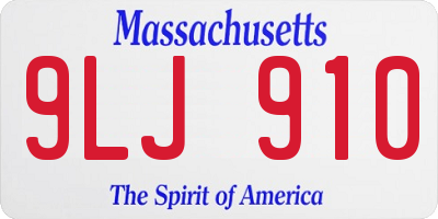 MA license plate 9LJ910