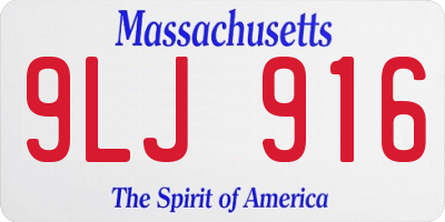 MA license plate 9LJ916