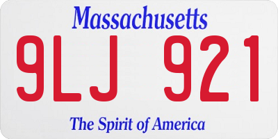 MA license plate 9LJ921