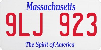 MA license plate 9LJ923