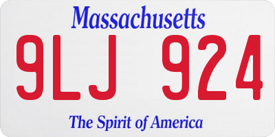 MA license plate 9LJ924
