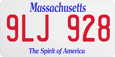 MA license plate 9LJ928