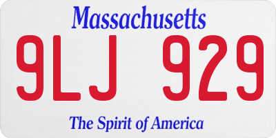 MA license plate 9LJ929