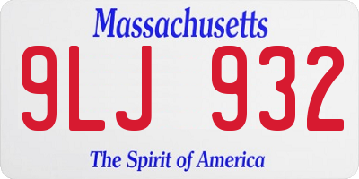 MA license plate 9LJ932