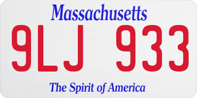 MA license plate 9LJ933