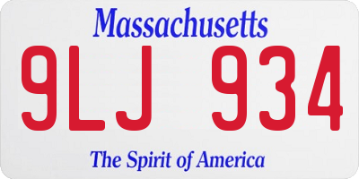 MA license plate 9LJ934