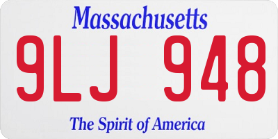MA license plate 9LJ948