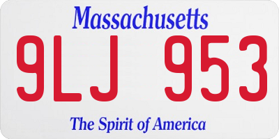 MA license plate 9LJ953