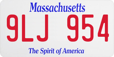 MA license plate 9LJ954