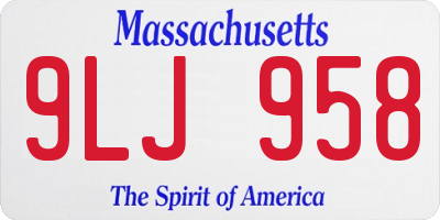 MA license plate 9LJ958