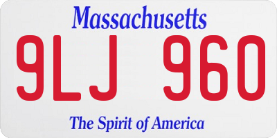 MA license plate 9LJ960