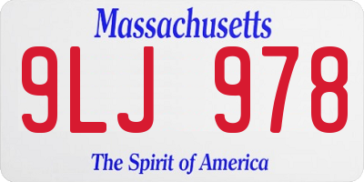 MA license plate 9LJ978