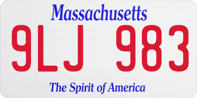 MA license plate 9LJ983
