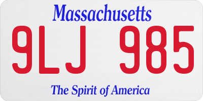 MA license plate 9LJ985