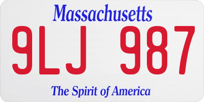 MA license plate 9LJ987