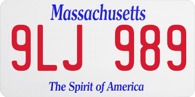 MA license plate 9LJ989