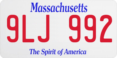 MA license plate 9LJ992