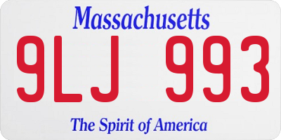 MA license plate 9LJ993