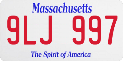 MA license plate 9LJ997