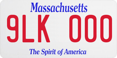 MA license plate 9LK000