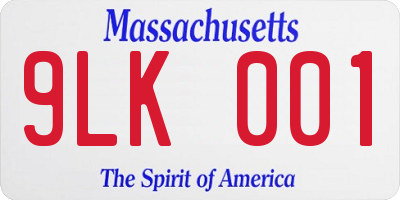 MA license plate 9LK001