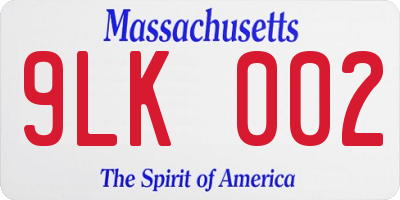 MA license plate 9LK002