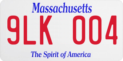 MA license plate 9LK004