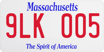 MA license plate 9LK005
