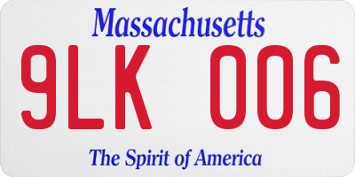 MA license plate 9LK006