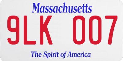 MA license plate 9LK007