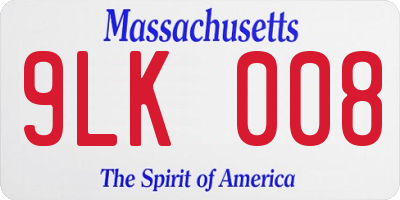 MA license plate 9LK008