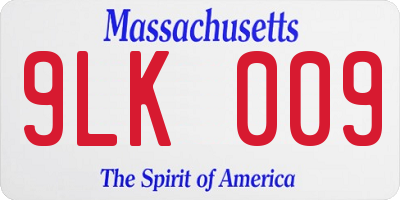 MA license plate 9LK009