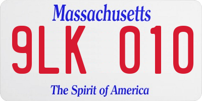 MA license plate 9LK010