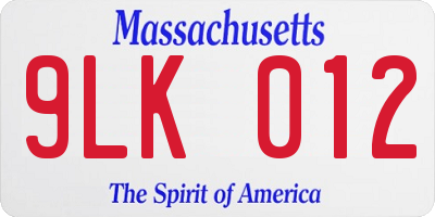 MA license plate 9LK012